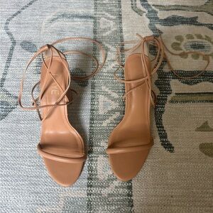 RAYE Tan Heeled Sandals with Adjustable Straps